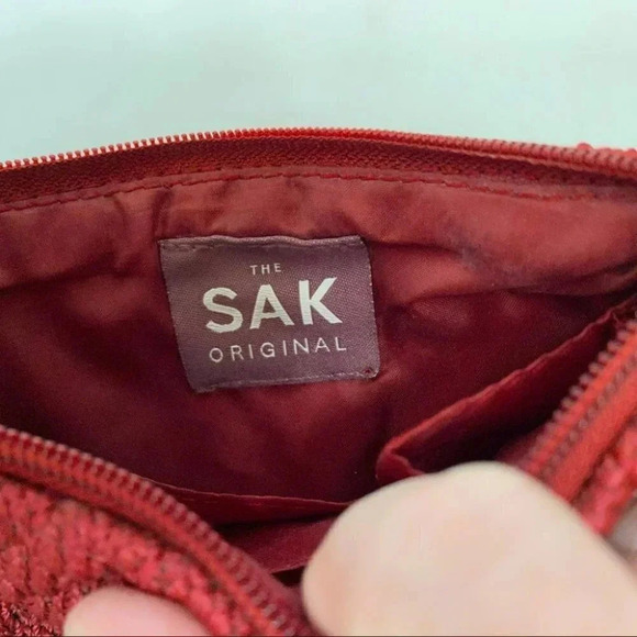 Red Woven Clutch‎ Wristlet Evening Bag Purse Small - Picture 5 of 6